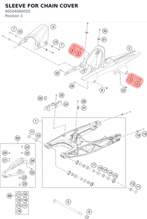 Diagram preview: SLEEVE FOR CHAIN COVER (90504060050)