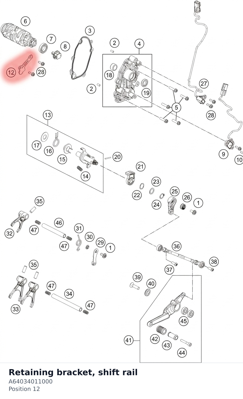 Diagram preview: Retaining bracket, shift rail (A64034011000)