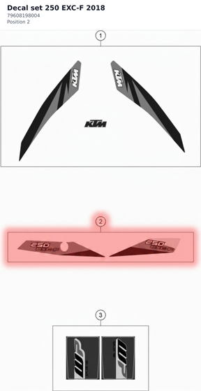 Diagram preview: Decal set 250 EXC-F 2018 (79608198004)