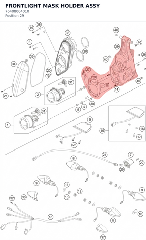 Diagram preview: FRONTLIGHT MASK HOLDER ASSY (76408004010)