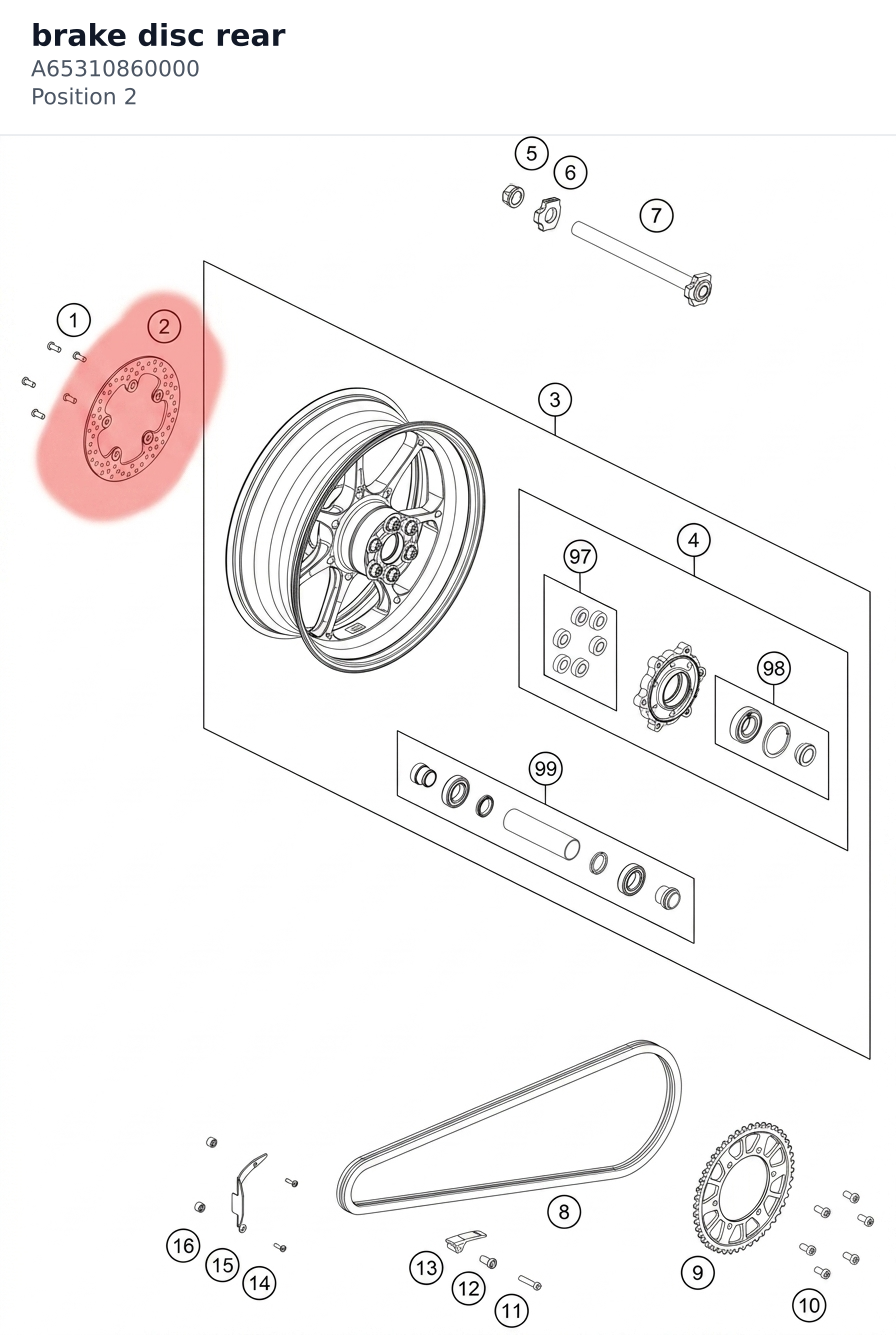 Diagram preview: brake disc rear (A65310860000)