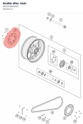Diagram preview: brake disc rear (A65310860000)