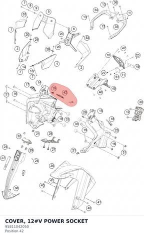 Diagram preview: COVER, 12#V POWER SOCKET (95811042050)