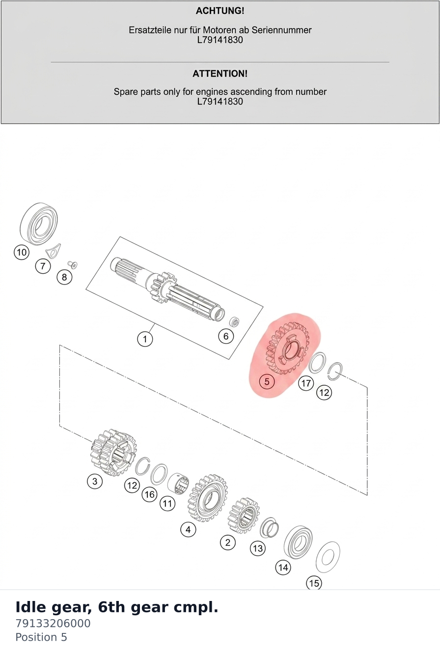 Diagram preview: Idle gear, 6th gear cmpl. (79133206000)