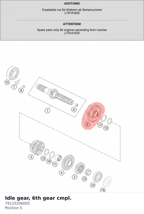 Diagram preview: Idle gear, 6th gear cmpl. (79133206000)