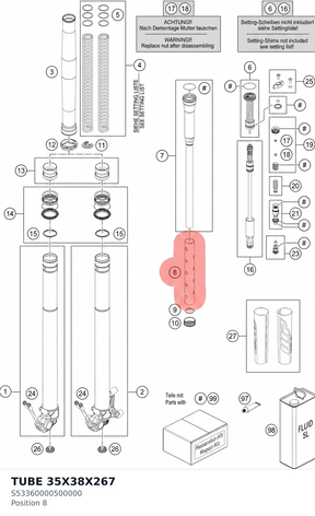 Diagram preview: TUBE 35X38X267 (S53360000500000)