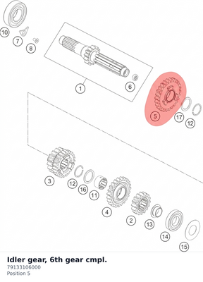 Diagram preview: Idler gear, 6th gear cmpl. (79133106000)