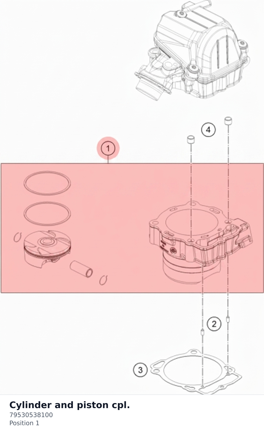 Diagram preview: Cylinder and piston cpl. (79530538100)