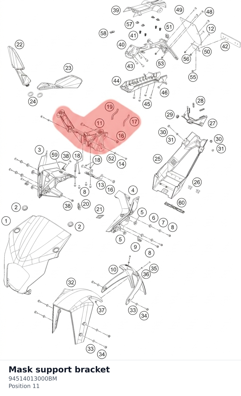 Diagram preview: Mask support bracket (94514013000BM)