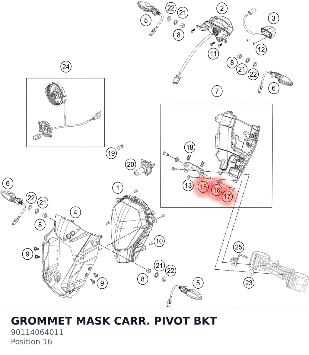 Diagram preview: GROMMET MASK CARR. PIVOT BKT (90114064011)