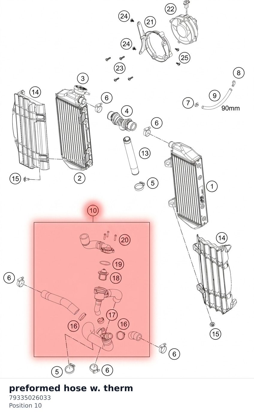 Diagram preview: preformed hose w. therm (79335026033)