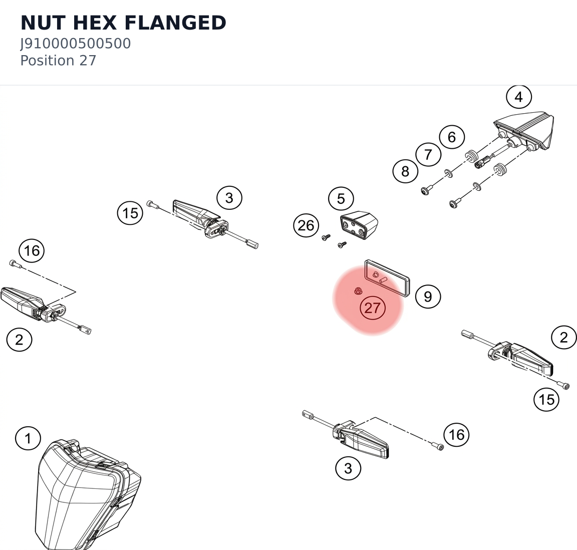 Diagram preview: NUT HEX FLANGED (J910000500500)