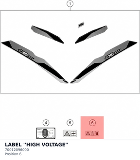 Diagram preview: LABEL ''HIGH VOLTAGE'' (70012096000)
