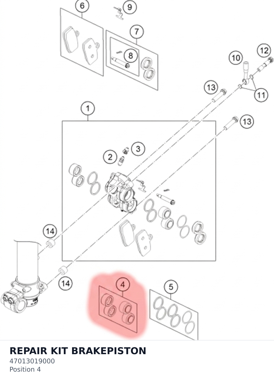 Diagram preview: REPAIR KIT BRAKEPISTON (47013019000)