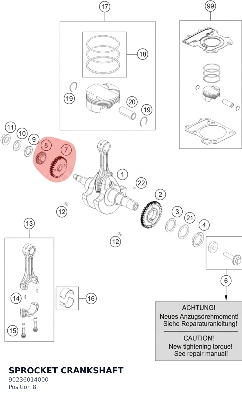 Diagram preview: SPROCKET CRANKSHAFT (90236014000)