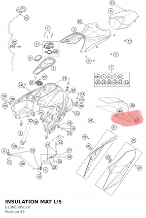 Diagram preview: INSULATION MAT L/S (61306095020)