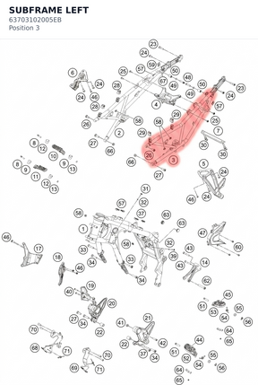 Diagram preview: SUBFRAME LEFT (63703102005EB)