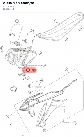Diagram preview: O-RING 13,00X2,30 (0770130023)
