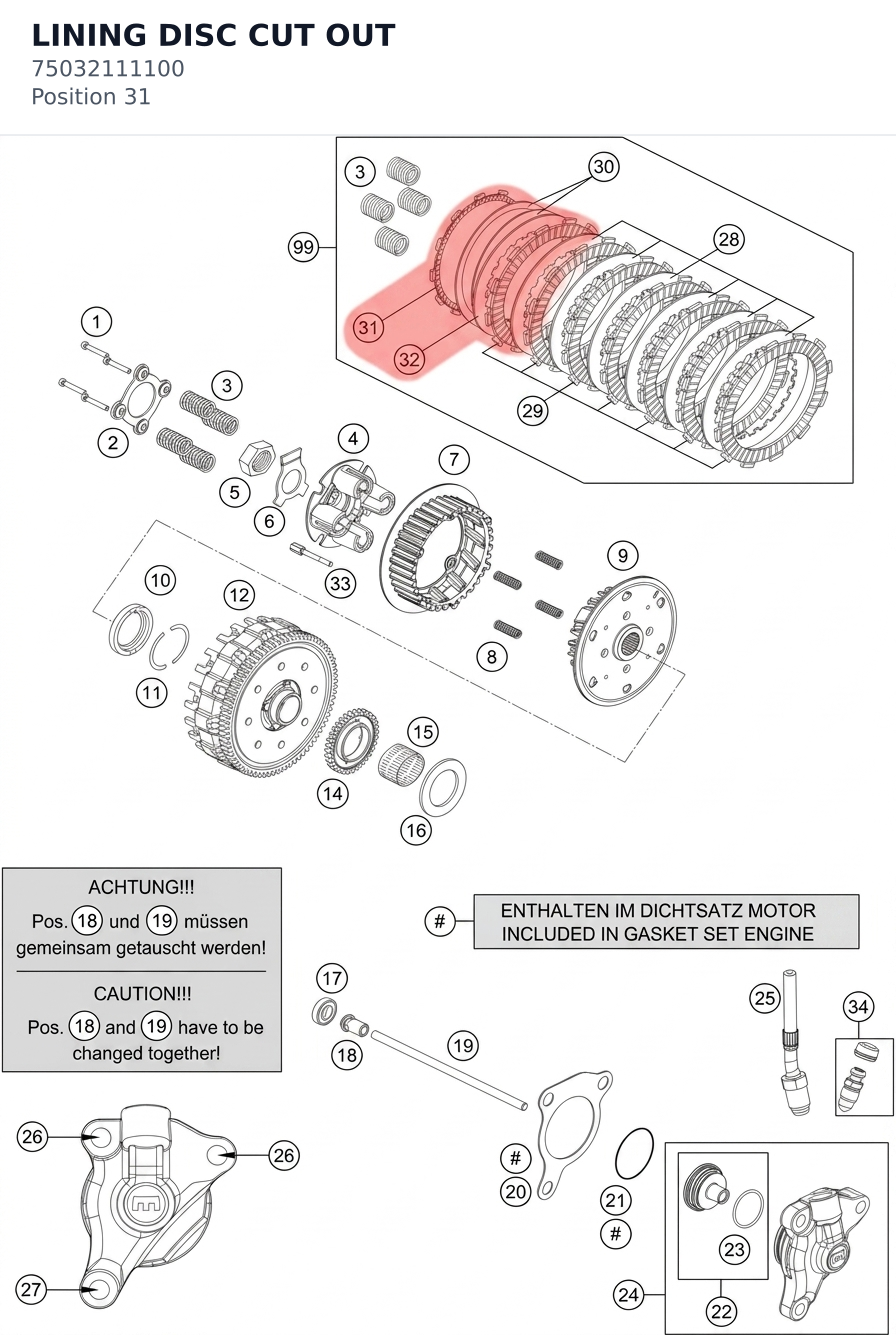 Diagram preview: LINING DISC CUT OUT (75032111100)