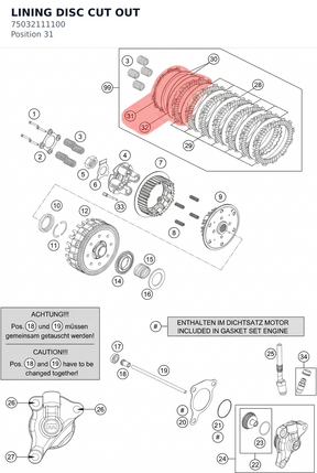 Diagram preview: LINING DISC CUT OUT (75032111100)