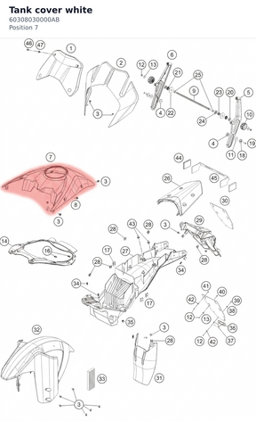 Diagram preview: Tank cover white (60308030000AB)