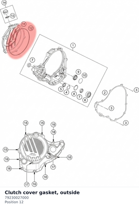 Diagram preview: Clutch cover gasket, outside (79230027000)