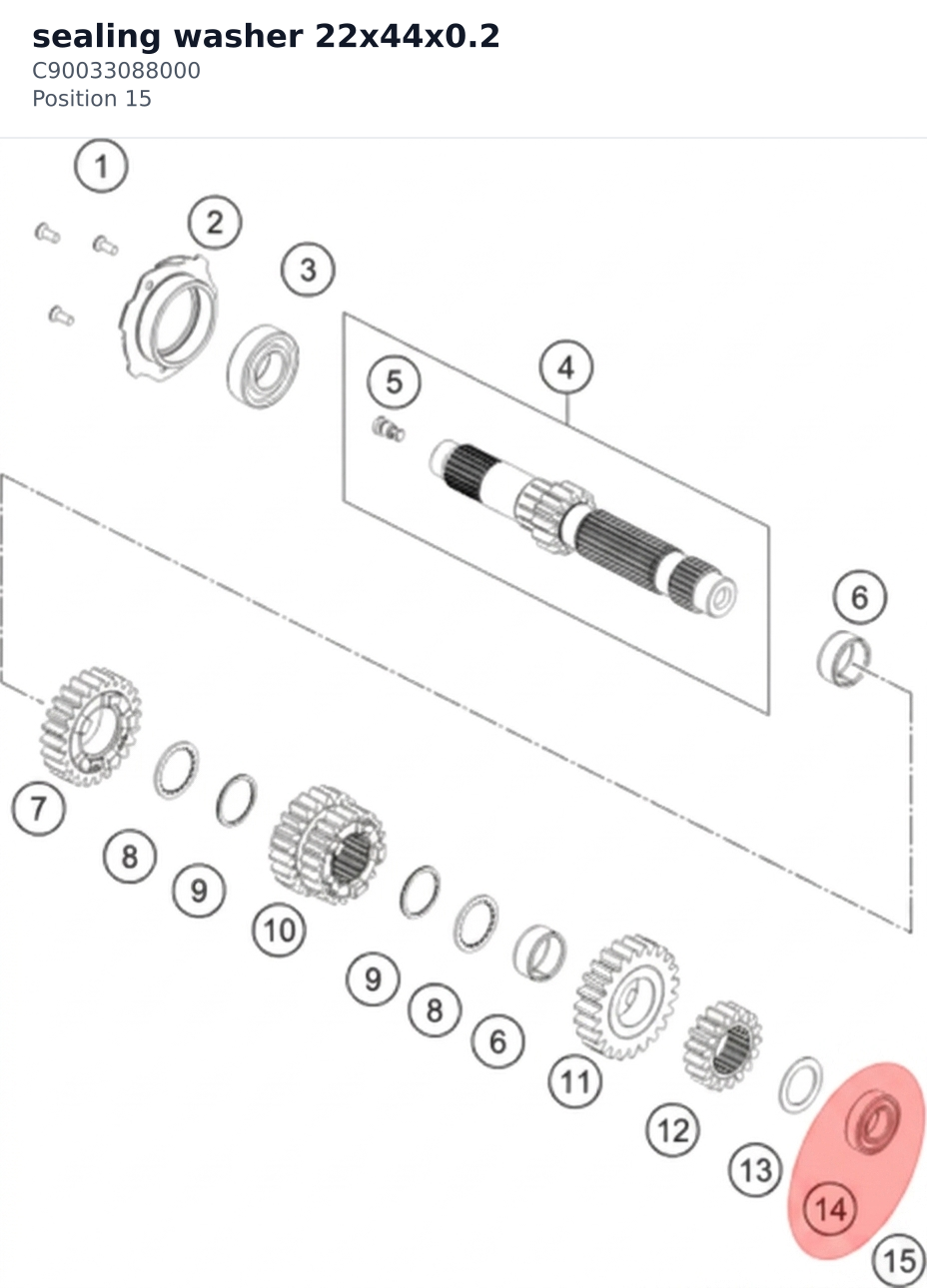 Diagram preview: sealing washer 22x44x0.2 (C90033088000)