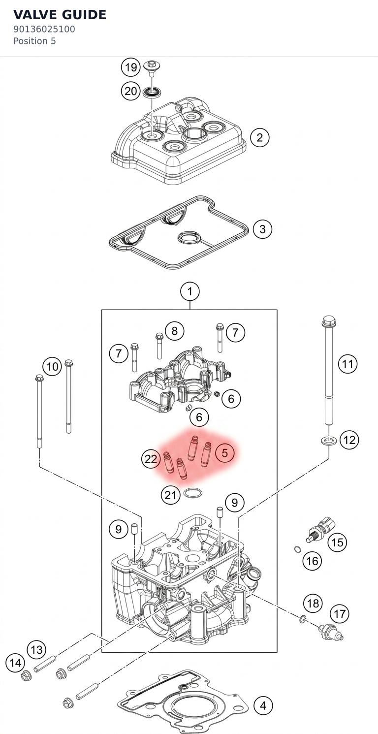 Diagram preview: VALVE GUIDE (90136025100)
