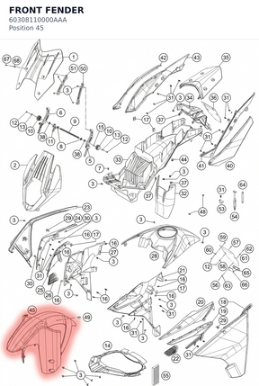 Diagram preview: FRONT FENDER (60308110000AAA)