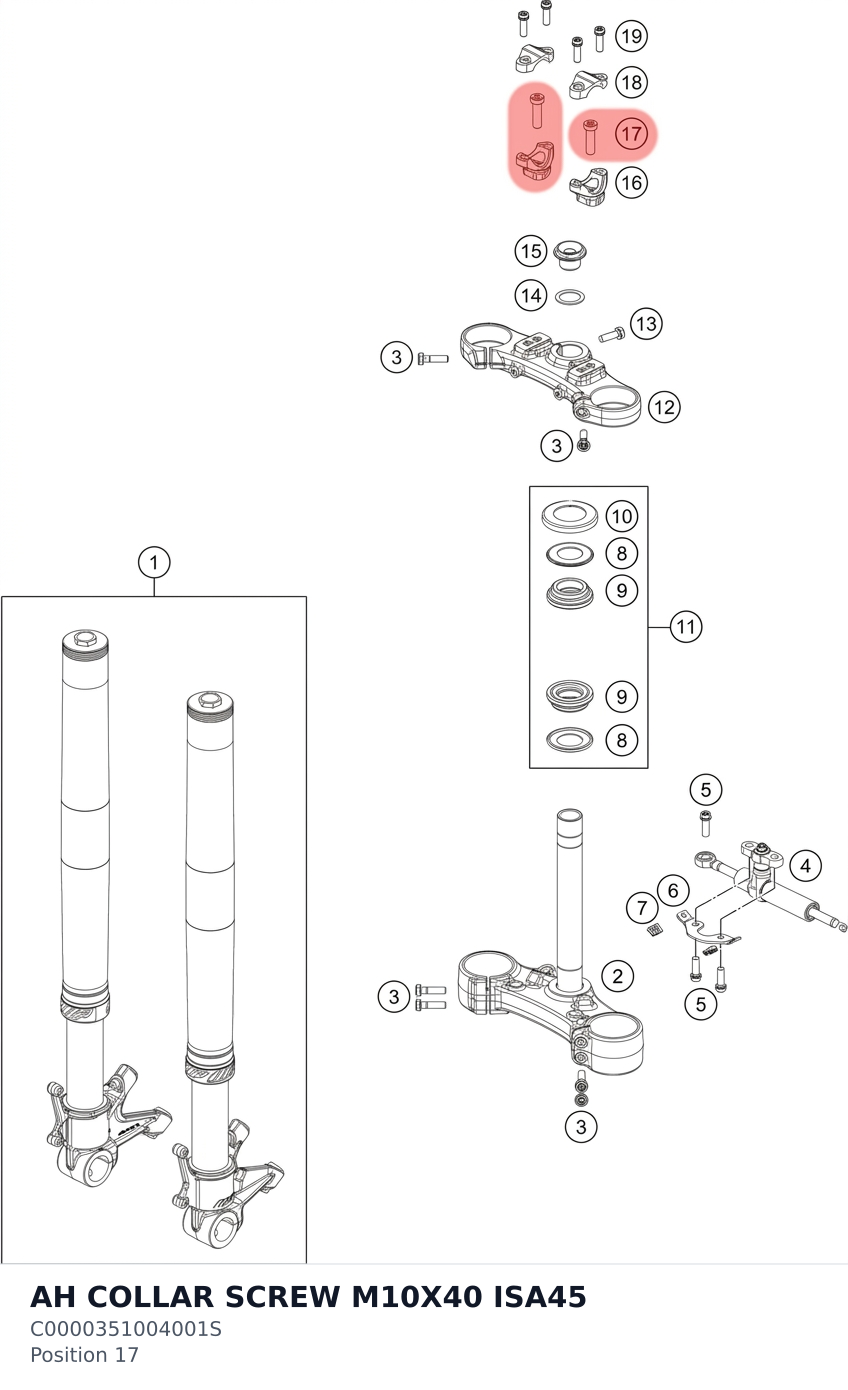 Diagram preview: AH COLLAR SCREW M10X40 ISA45 (C0000351004001S)