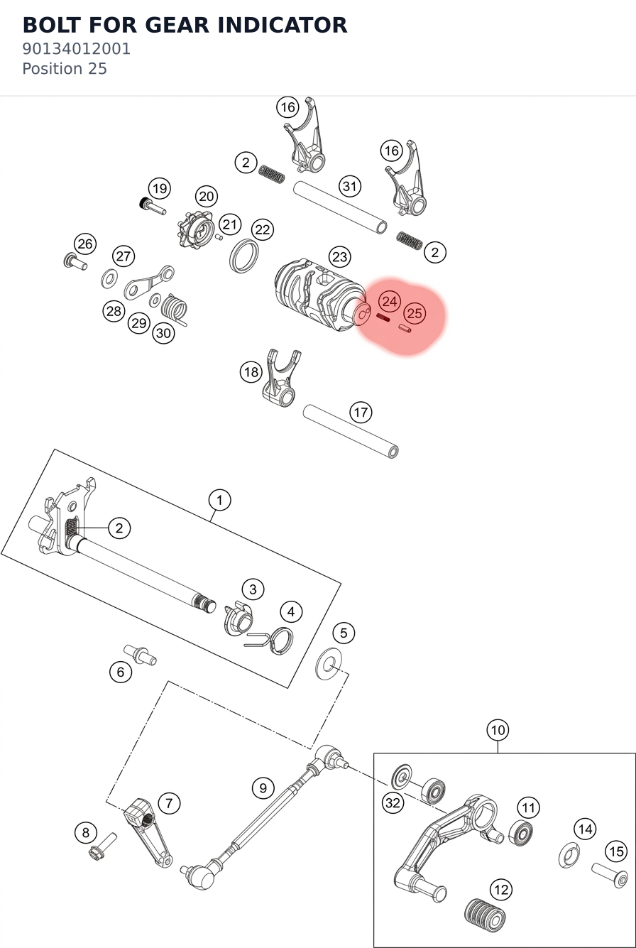 Diagram preview: BOLT FOR GEAR INDICATOR (90134012001)