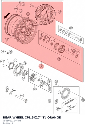 Diagram preview: REAR WHEEL CPL.5X17'' TL ORANGE (7501010114404S)