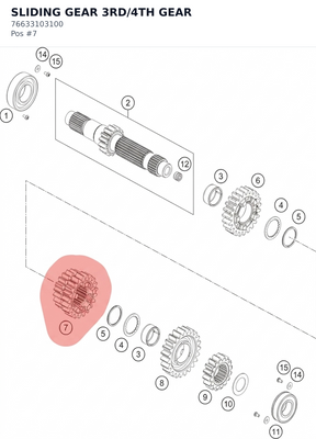 Diagram preview: SLIDING GEAR 3RD/4TH GEAR (76633103100)
