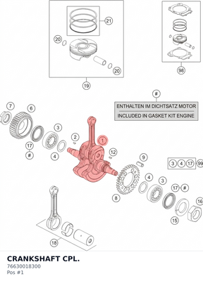 Diagram preview: CRANKSHAFT CPL. (76630018300)