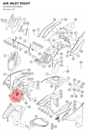Diagram preview: AIR INLET RIGHT (60308003050KBA)