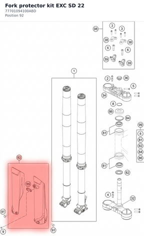 Diagram preview: Fork protector kit EXC SD 22 (77701094100ABD)
