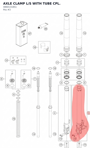 Diagram preview: AXLE CLAMP L/S WITH TUBE CPL. (48601318S1)