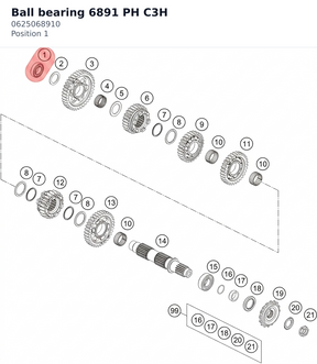 Diagram preview: Ball bearing 6891 PH C3H (0625068910)