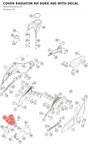 Diagram preview: COVER RADIATOR RH DUKE 400 WITH DECAL (96335032000C1A)
