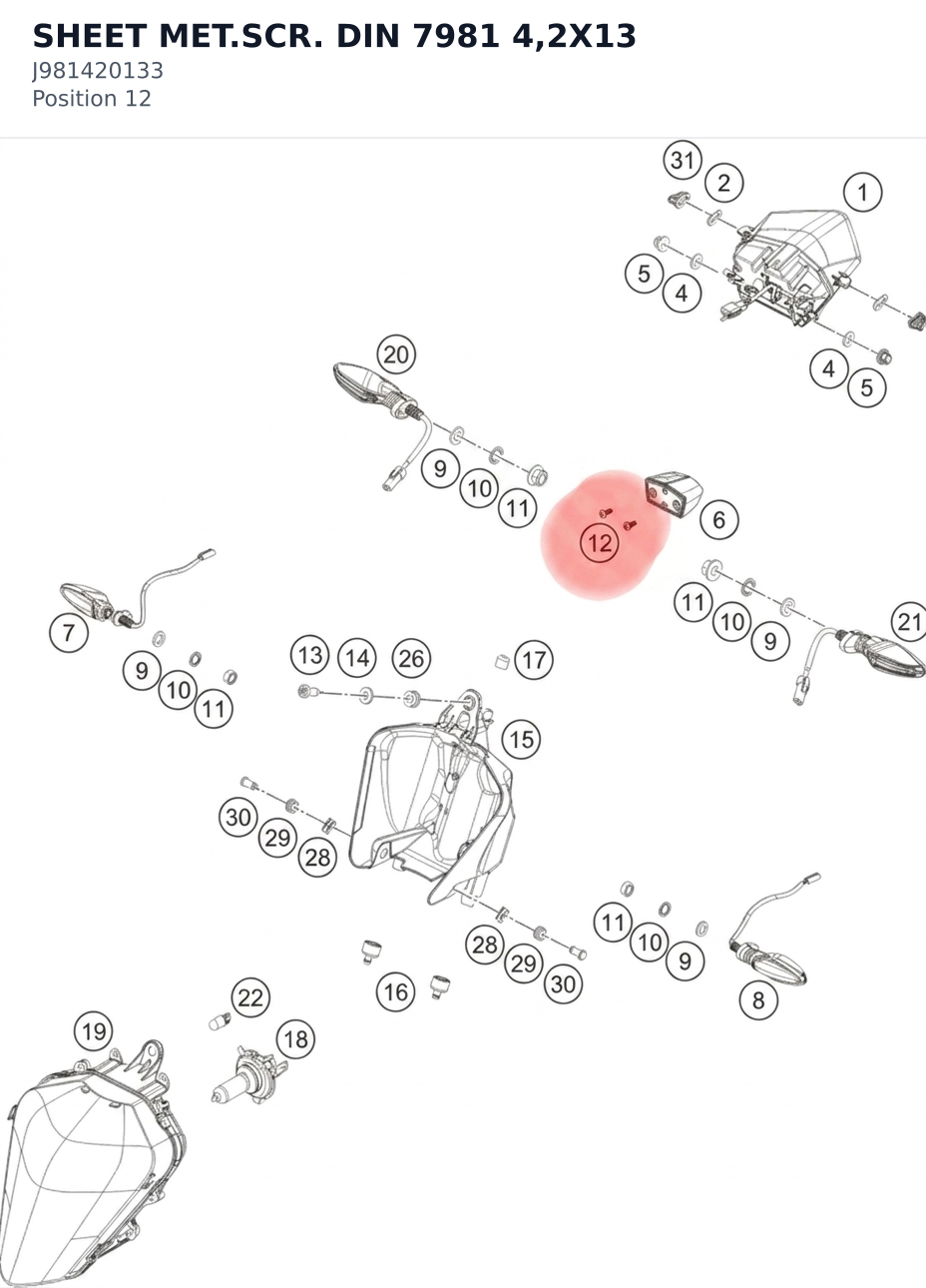 Diagram preview: SHEET MET.SCR. DIN 7981 4,2X13 (J981420133)