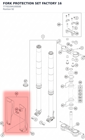 Diagram preview: FORK PROTECTION SET FACTORY 16 (77701094100EBB)