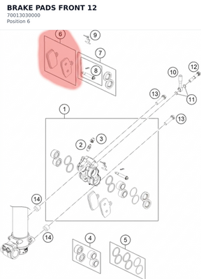 Diagram preview: BRAKE PADS FRONT            12 (70013030000)