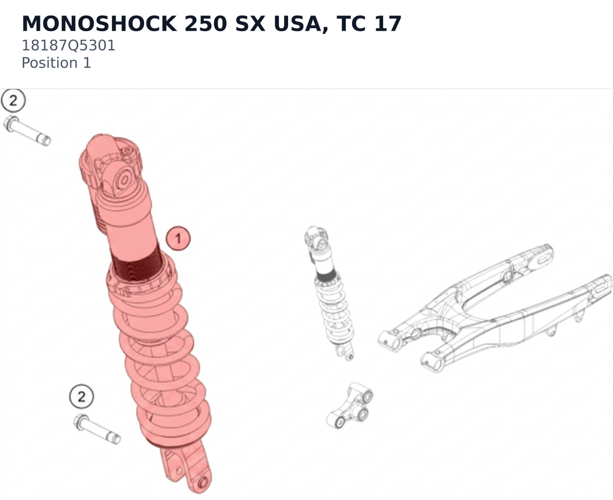 Diagram preview: MONOSHOCK 250 SX USA, TC    17 (18187Q5301)