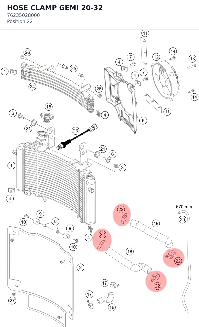 Diagram preview: HOSE CLAMP GEMI 20-32 (76235028000)