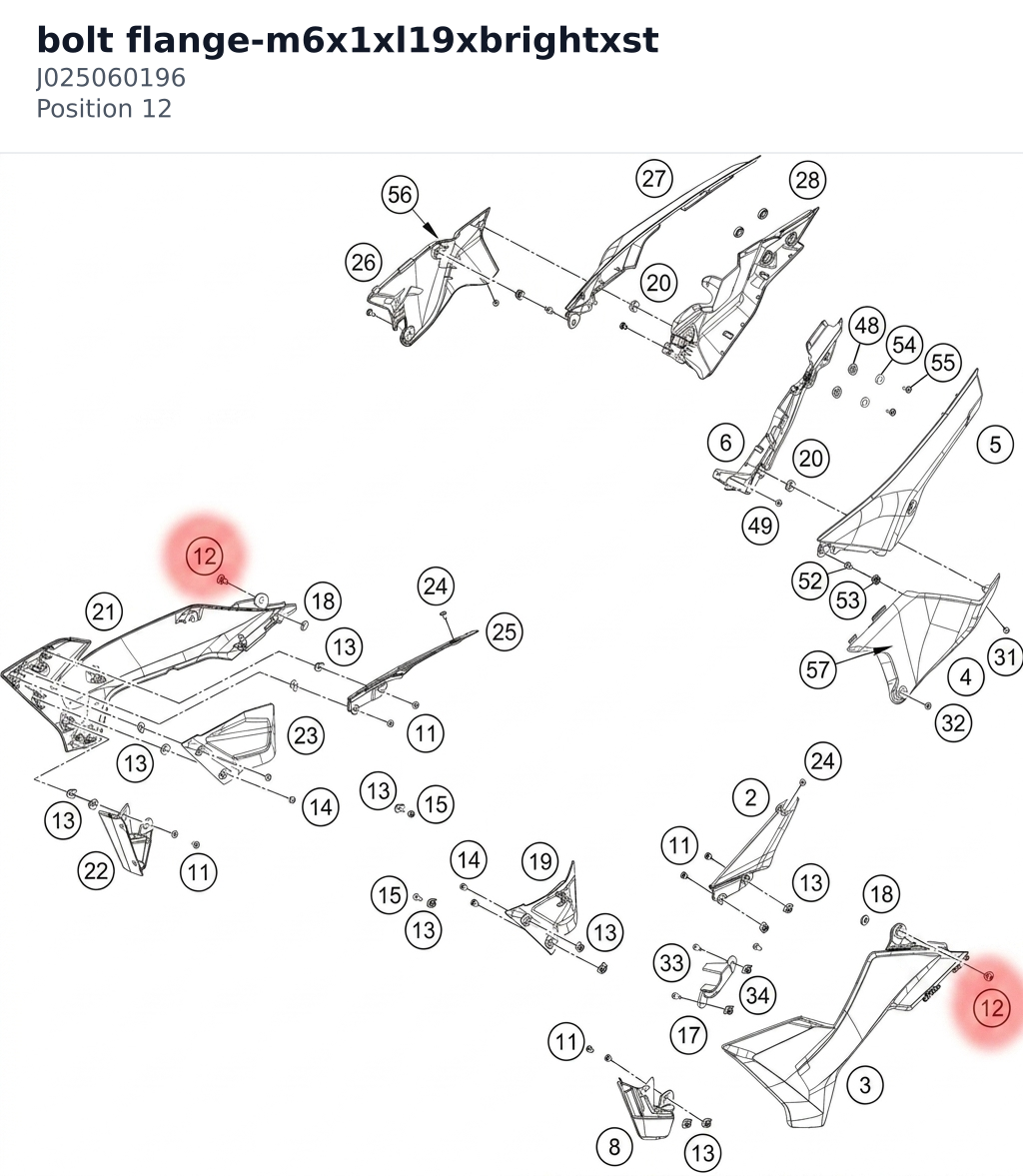 Diagram preview: bolt flange-m6x1xl19xbrightxst (J025060196)