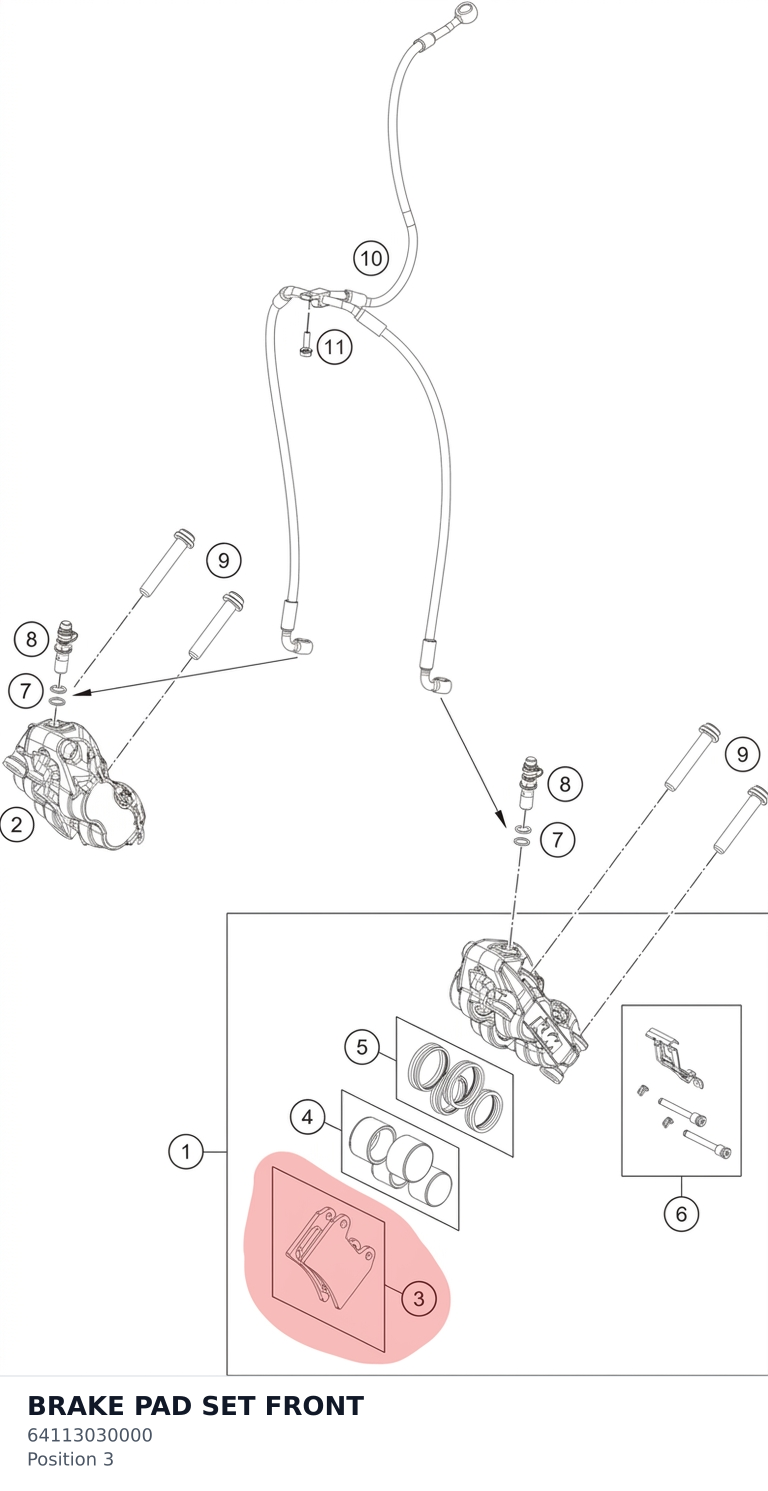 Diagram preview: BRAKE PAD SET FRONT (64113030000)