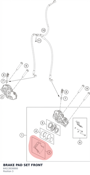 Diagram preview: BRAKE PAD SET FRONT (64113030000)