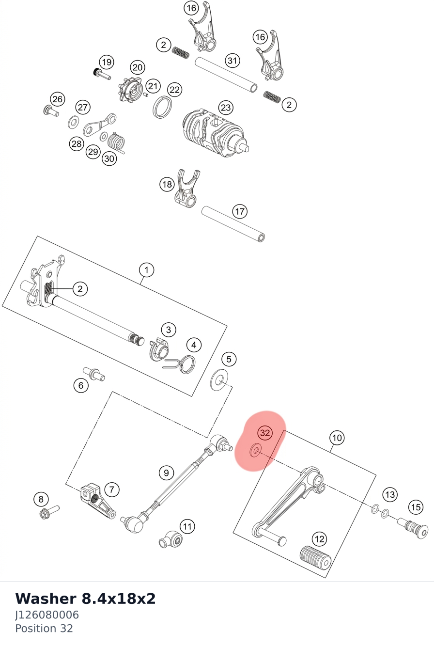 Diagram preview: Washer 8.4x18x2 (J126080006)