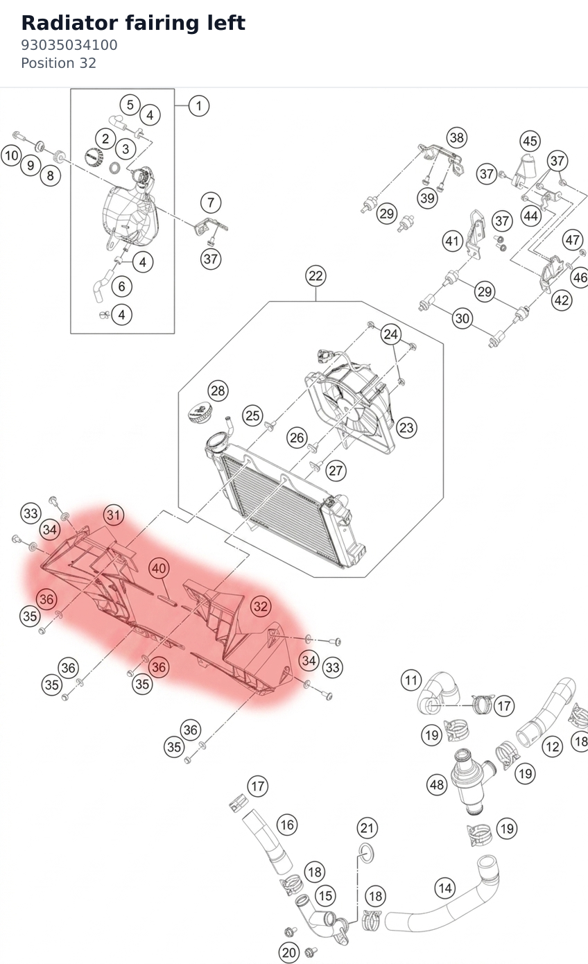 Diagram preview: Radiator fairing left (93035034100)