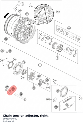 Diagram preview: Chain tension adjuster, right, (60010084000)